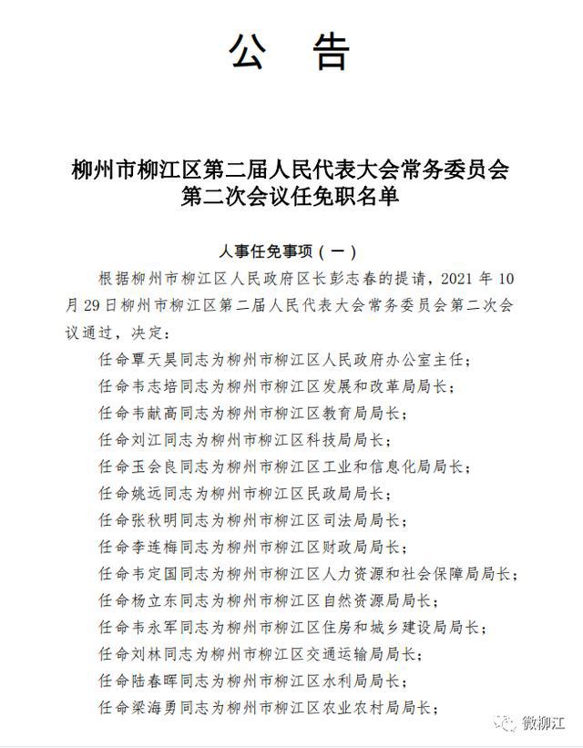 柳州市最新人事任免动态公布